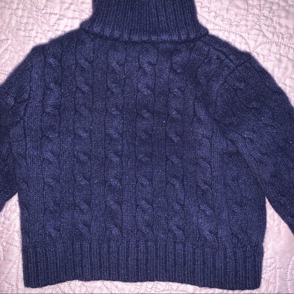 Ralph Lauren | Navy Wool Cashmere Quarter Zip Sweater - Picture 5 of 5